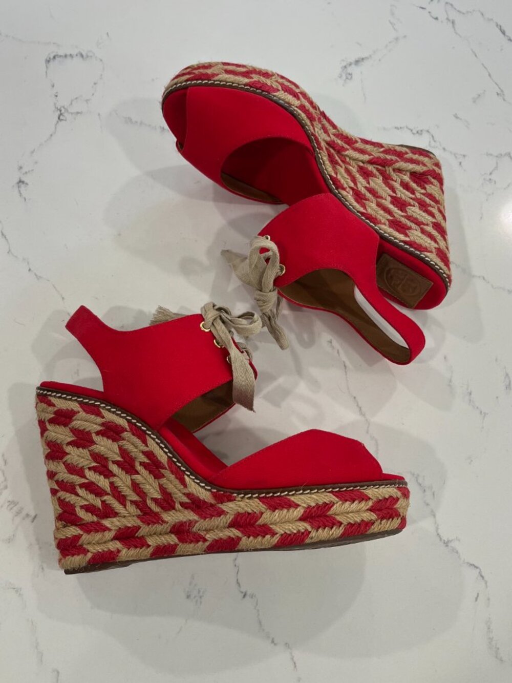 TORY BURCH Linley Wedge Espadrilles SANDALS Size 11 - Picture 4 of 8